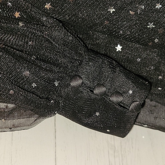 NWT | Hebeos Princess Sheer Sleeve Star Detailed Dress | See Measurements - Picture 5 of 13